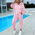 thumbnail image 3 of 2 Pcs/Set Women Spring Autumn Top Pants Set Hooded Pure Color Long Sleeves Hoodie Elastic Waist Sweatpants Sport Outfit Casual Tracksuit, 3 of 8