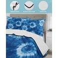 thumbnail image 4 of Quilts Twin Size, Blue Tie Dye Soft Comforter Bedding Set for Bed, Boho Ethnic Abstract Ombre Pattern Art Lightweight Quilted Bedspread with Pillow Cover(2 Pieces) for All Season, 68x86 Inch, 4 of 6