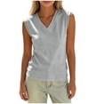 thumbnail image 3 of ClodeEU Women's V Neck Sleeveless Tank Top ,Solid Color Casual Summer Tops Gray,Women's Plus L, 3 of 7