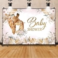 thumbnail image 3 of Cute Giraffe Baby Shower Backdrop Boho Pink White Floral Giraffe Photography Background Bohemia Jungle Animals Newborn Shower Birthday Party Decorations Banner Supplies Photo Booth Props, 3 of 4