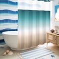 thumbnail image 4 of No Hook Shower Curtain with Built-in Rings - Teal Green Khaki Retro Gradient Washable Waterproof Fabric Bathroom Curtains for Hotel,Rentals, 72 X 84 Inch Extra Long , Abstract Watercolor, 4 of 8