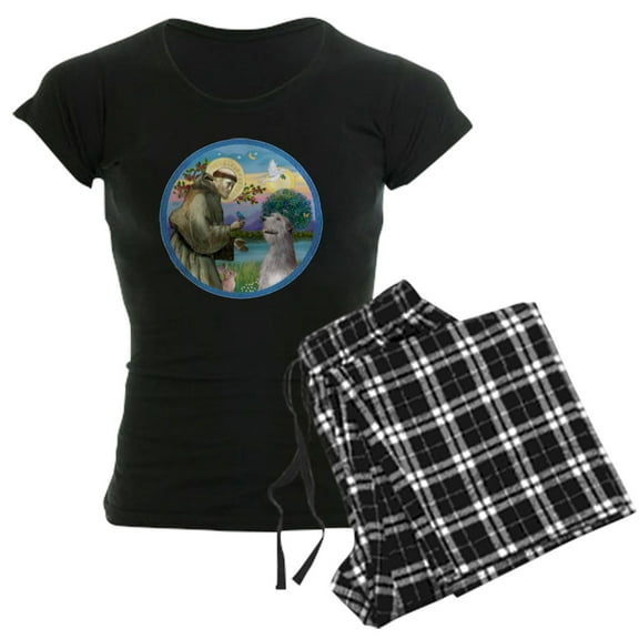 CafePress - ORN St Francis Irish Wolfh Women's Dark Pajamas - Women's Short Sleeve Print T-Shirt and Pants Dark Cotton Pajama Set
