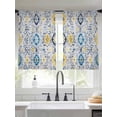 thumbnail image 2 of Bohemian Texture Sheer Curtains for Living Room Bedroom, Light-filtering Sheer Curtain, Gary Blue Morocco Pattern LigRod Pocket Voile Window Treatment Drapes, 52’’Wx54’’L, 2 Panels Set, 2 of 7