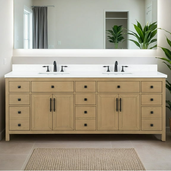 Lavanti Oakford Solidwood 84-inch Bathroom Vanity with Sink - Stylish Oak