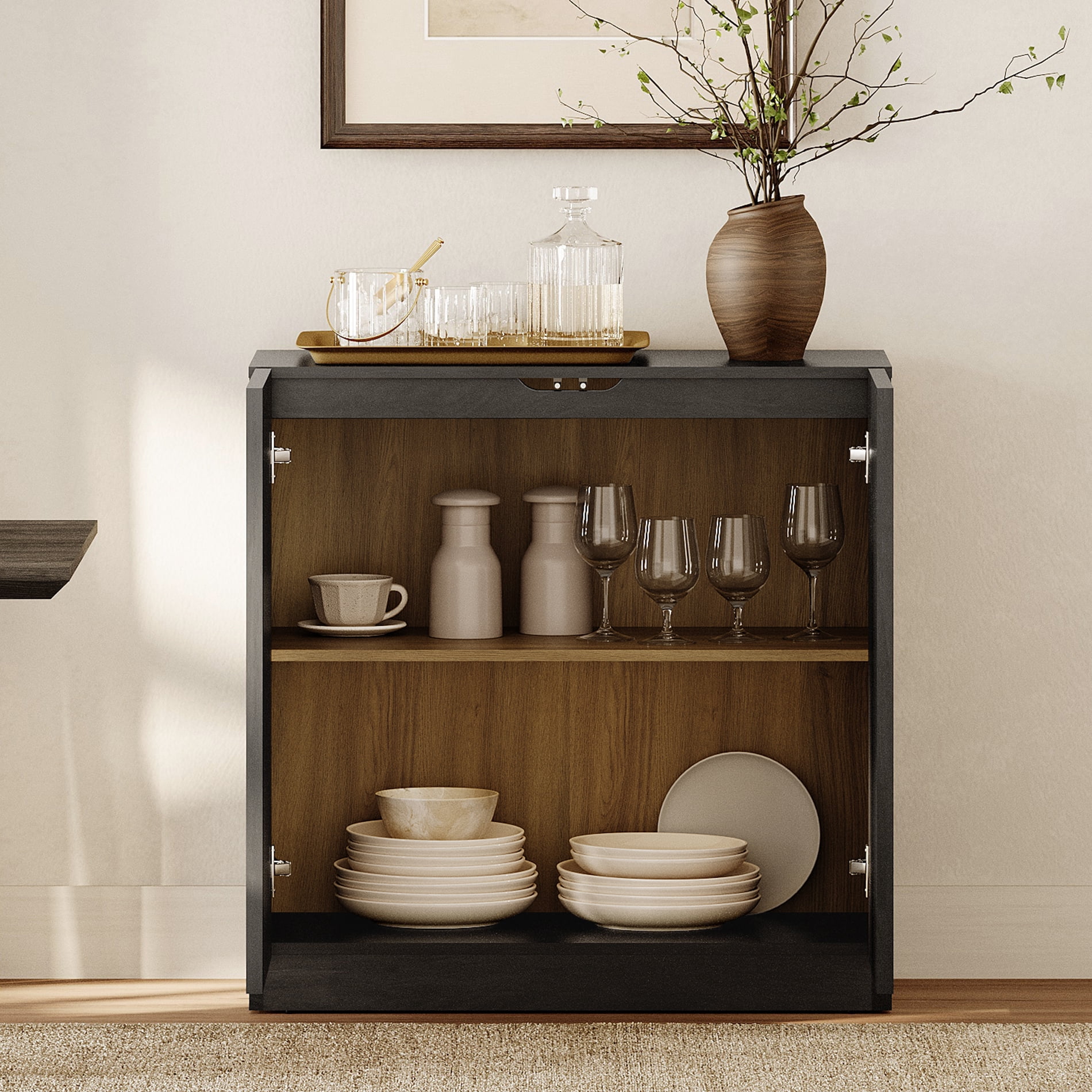 94.5" Modern Sideboard Buffet Cabinet with 3 Drawers and Adjustable Shelf, Multifunctional Sideboard with Large Storage and Adjustable Shelf