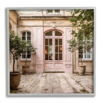 Stupell Industries Pink French Doors Travel & Places Photography Gray Framed Art Print Wall Art, 24 x 24