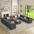 thumbnail image 5 of Corner sofa Compressed Sectional Sofa Modern Minimalist Style Corduroy Couch, Sleeper Sofa for Living Room, Bedroom, Comfy Compressed Sofa Couch Space-Efficient Design-GRAY, 5 of 7