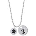 thumbnail image 1 of Delight Jewelry Silvertone Black Paw on White Disc Silvertone Script Initial Disc - I - Charm Necklace, 20"+3", 1 of 4