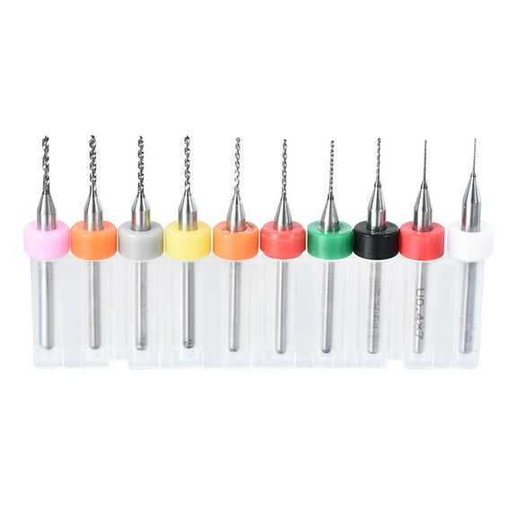Unique Bargains PCB Drill Bits 0.3mm-1.2mm Tungsten Carbide CNC Engraving Circuit Board Micro Drill Bits 1/8" Shank 1Set (10Pcs)