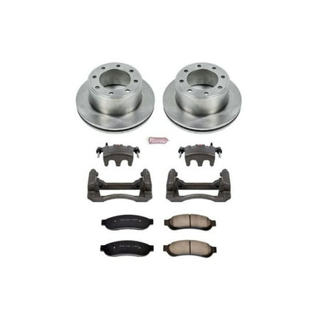 PowerStop Rear Stock Replacement Brake Pad and Rotor Kit with Calipers Fits: FORD Select Models KCOE1798