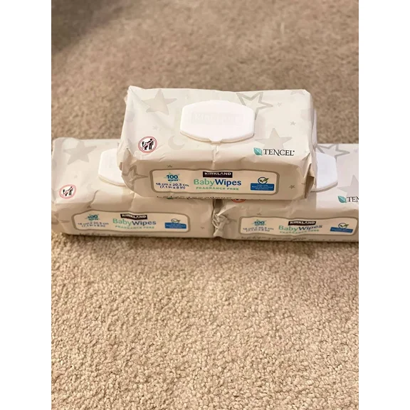Baby Wipes (3Packs of 100 in Each Package) Unscented Ultra Soft by Kirkland with Flip top Lid