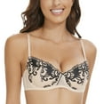 thumbnail image 2 of Women's Lace Balconette Bra Underwire Non-Padded Soft Cup Comfort Everyday Bras(Beige,40C), 2 of 5