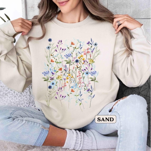 Vintage Pressed Flowers Sweatshirt, Boho Cottagecore Tshirt Botanical FloralSweater, Wildflowers Sweatshirt, Gardener TSHIRT All Size S-5XL