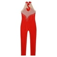 thumbnail image 4 of Alvivi Kids Girls Rhinestone Dance Unitard Mesh Patchwork Sleeveless Ice Skating Gymnastics Jumpsuit Red 16, 4 of 7