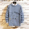thumbnail image 2 of Suéter con estampado de gato de dibujos animados japonés VERSMA Harajuku para hombre y mujer, suéteres navideños de punto vintage holgados de otoño para hombre, talla grande 5XL, 2 of 5