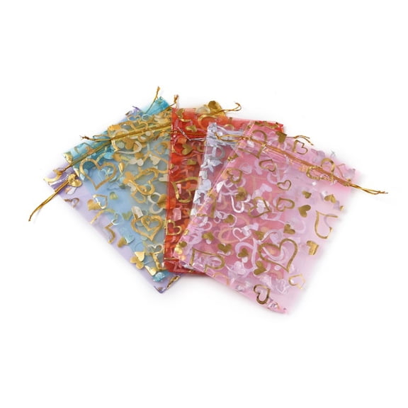 1 set Heart Printed Organza Bags Wedding Favor Bags Favour bag Gift Bags Rectangle Mixed color 18x13cm 6colors 5pcs/color 30pcs/set