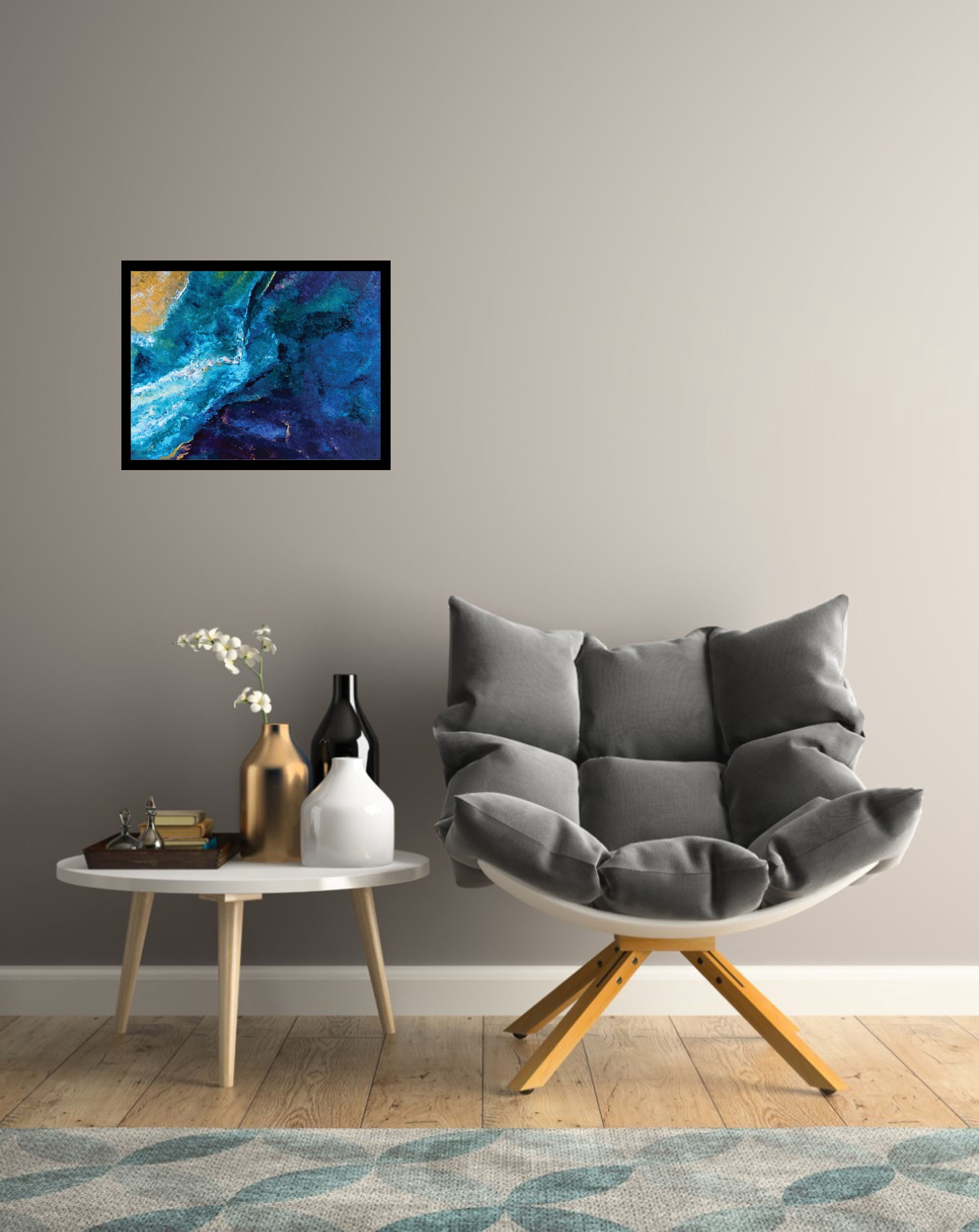 Venice Beach Collection's Abstract Sea by Artist Sarah 14x18 Framed Print
