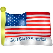 8' Gemmy Airblown Inflatable Patriotic "God Bless America" USA Flag Yard Decoration 32289