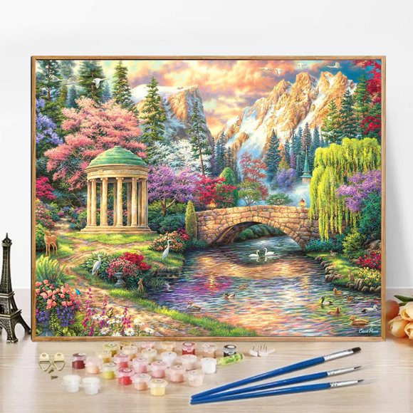 JYLMOOD Paint by Numbers Kit for Unisex Adults Beginner with Full Accessories, Easy Oil Painting Kits On Colored Canvas, 16x20in, Relaxing Art Craft