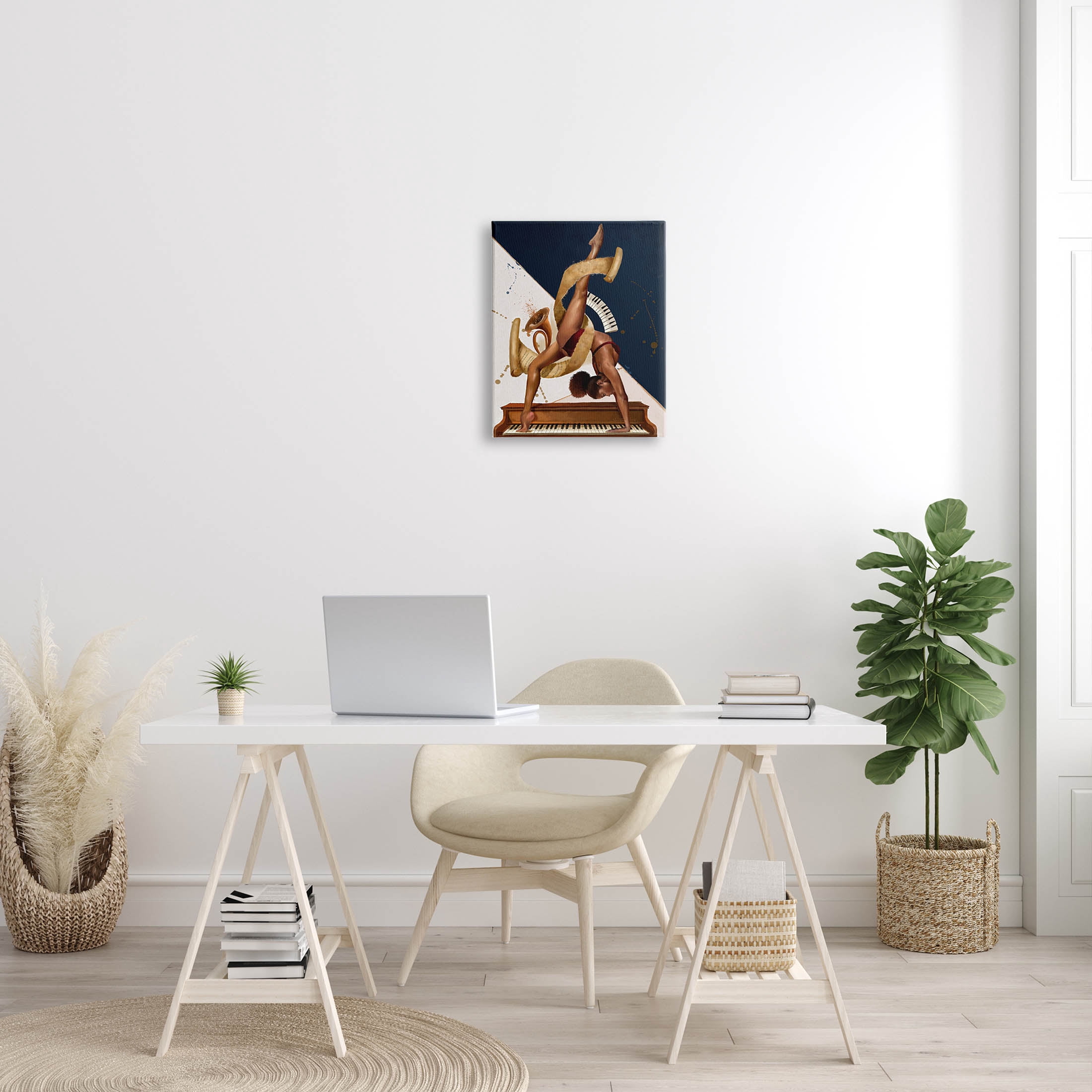 Gymnastics Musician Girl Instruments Abstract Painting Gallery Wrapped Canvas Print Wall Art