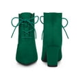 thumbnail image 4 of Unique Bargains Bottines à Talon Bloc à Bout Pointu à Lacets pour Femmes Vert Foncé (Taille 8), 4 of 4
