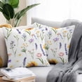 thumbnail image 2 of Waterproof Throw Pillow Covers Set of 2, 24x24 Inch Spring Wildflowers Decorative Pillowcases Outdoor Pillow Slip Cushion Covers Set for Couch Tent Watercolor Botanical Floral, 2 of 7