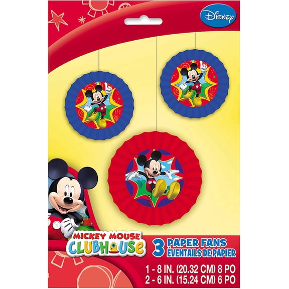 Mickey Mouse Paper Fan Decorations (3 Count)