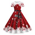 thumbnail image 1 of Wyzesi Robes de Fête de Noël Grande Taille Femmes Robe Décontractée des Fêtes Imprimée à Manches Courtes Rouge Robes de Noël pour Femmes Grande Taille, 1 of 3