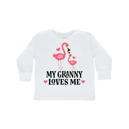 

Inktastic Granny Loves Me Flamingo Girls Gift Toddler Toddler Girl Long Sleeve T-Shirt
