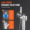 thumbnail image 4 of VEVOR Freestanding Bathtub Faucet, Floor Mount, Freestanding Tub Filler, Shower Mixer Taps, Two Water Modes, 360° Swivel Spout, for Bathing & Showering Pet Bathing Cleaning Drains Toilet Flushing, 4 of 7