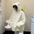 thumbnail image 2 of AWZXDE Women's Cute Bear Ear Hoodie Sweatshirt Pullover with Pockets & Solid Color Design for Casual Cozy Style White,XL, 2 of 4