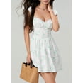 thumbnail image 6 of Rdhnmea Women Mini Dress, Cap Sleeve Low-cut Backless Flower Print A-line Dress Summer Dress, 6 of 9