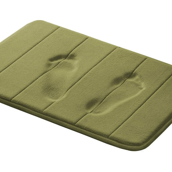 Memory Foam Bath Mat Non Slip Absorbent Bathroom Mat Super Soft Microfiber Bath Mat Set Super Cozy Velvety Bathroom Rug Carpet (Green 17x24-Inches)