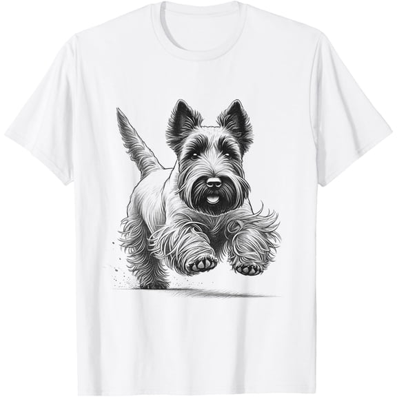 Sam Soft Scottish Terrier Dog Scottie Running Design T-Shirt