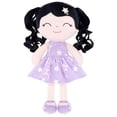 thumbnail image 2 of Gloveleya Toddler Stuffed Dolls Girl Gifts Plush Baby Doll Figure Toys Dark Hair with Purple Stars Dress 12 Inches, 2 of 6