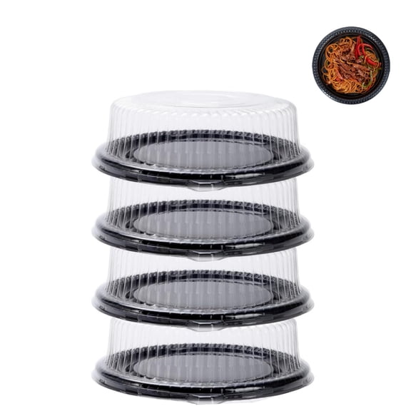 4pack Disposable Plastic Food Serving Platters Cake Storage Boxes Durable Plastic Containers for Storing Transporting and Displaying 12in