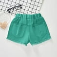 thumbnail image 4 of Posijego Girls' Ripped Jean Shorts High Elastic Waist Denim Shorts Solid Color Straight Leg Short Jeans with Pockets, 4 of 5