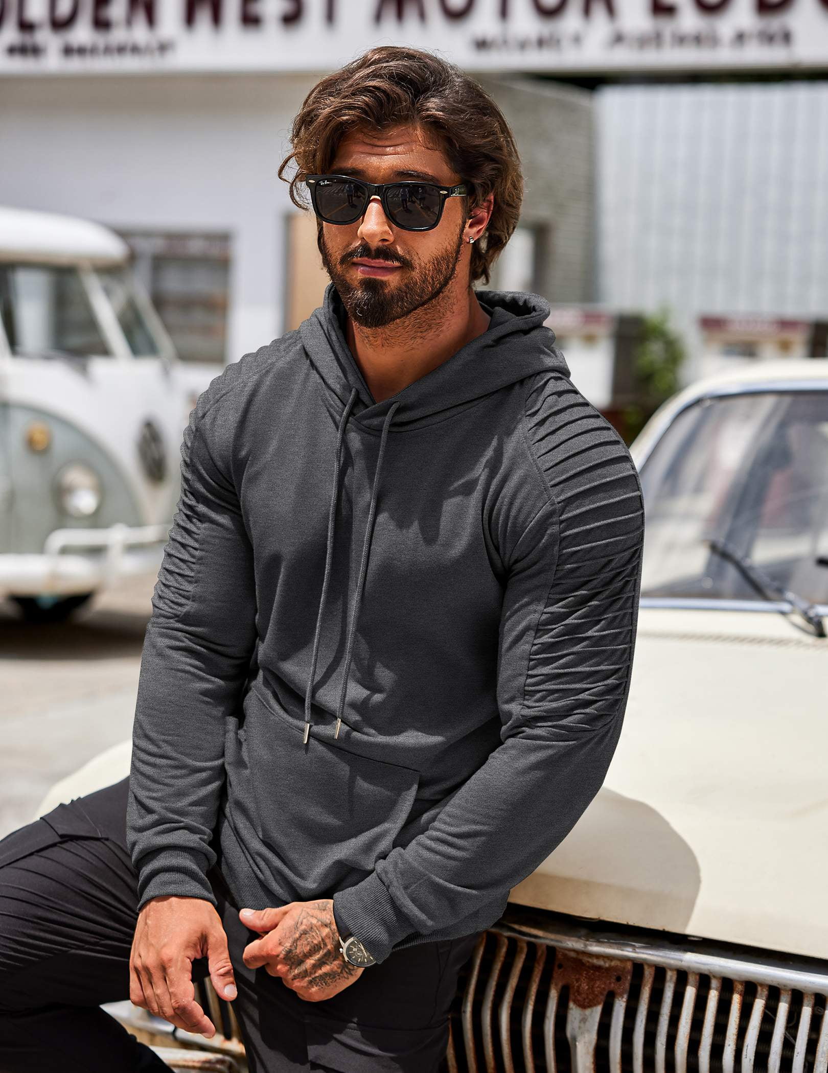 COOFANDY Mens Hoodie Casual Drawstring Athletic Hoodies Hooded Pullover Sweatshirts with Pocket