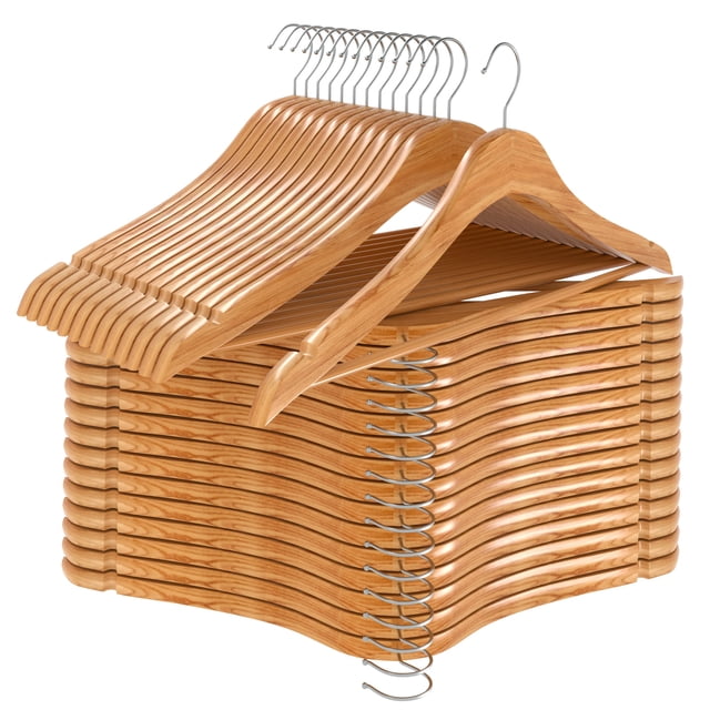 Utopia Home Perchas de madera premium, paquete de 30 – Perchas duraderas y delgadas – Perchas para trajes con gancho giratorio de 360 grados – Perchas de madera con ranuras para los hombros (color n