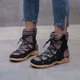 thumbnail image 4 of Botas cortas de punta redonda con cremallera lateral retro de estilo étnico de talla grande para mujer Wmkox8yii  FOPL1420, 4 of 8