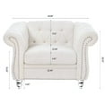 thumbnail image 5 of Accent Chair, Modern Teddy Button Tufted Upholstered Single Sofa Chair with Nailhead Trims & Rolled Arms, Comfy Leisure Sofa Armchair with Solid Wood Legs for Living Room, Bedroom, White, 5 of 7