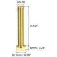 thumbnail image 2 of Unique Bargains Brass Hex Bolts, 3/8-16x2-1/2' 2 Pack Fully Thread Grade 4.8 Machine Screws, 2 of 4