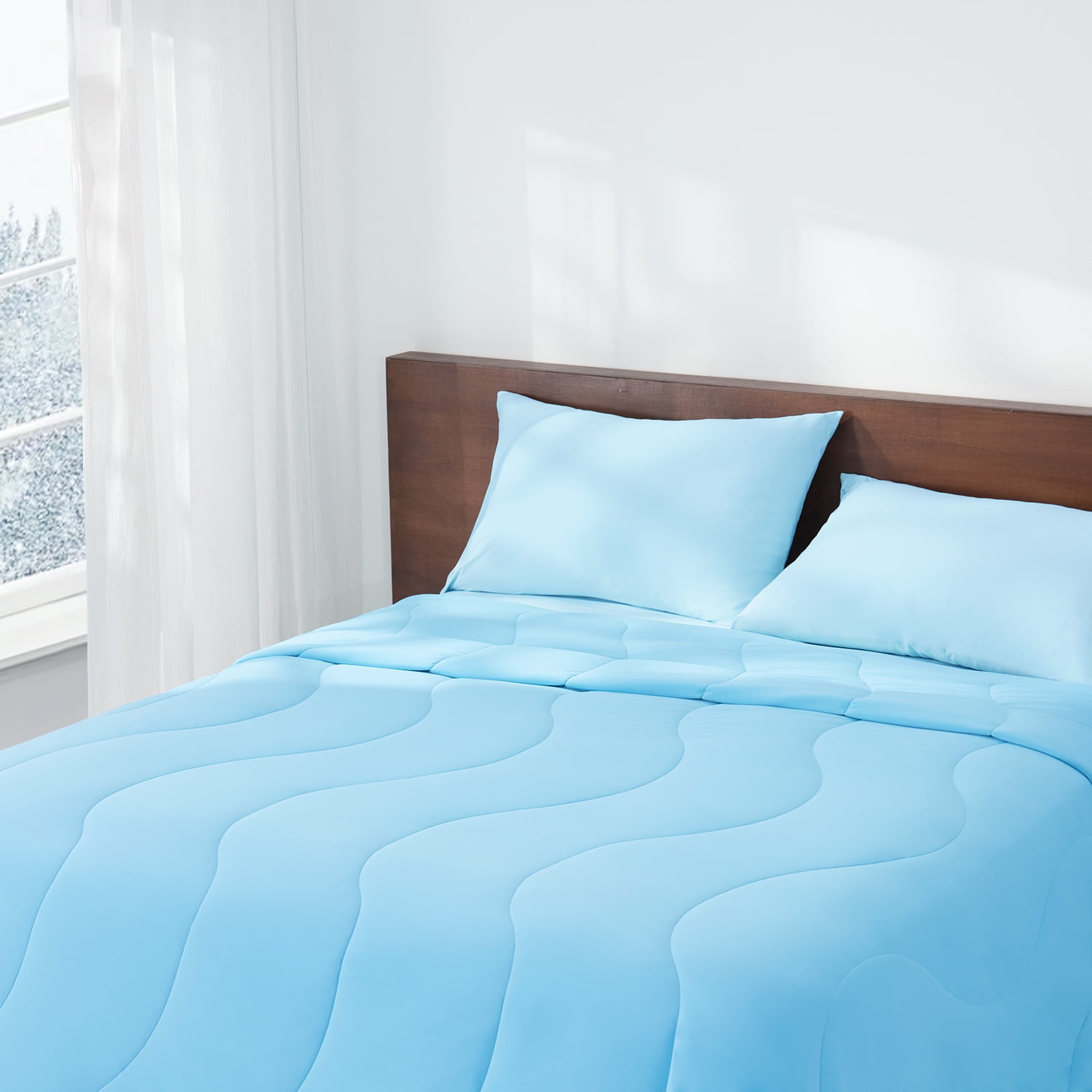 Bedtter Cooling Comforter Twin/Twin XL, Sorona and Tencel Filling Cold Touch Fabric Cooling Blanket for Night Sweats Hot Sleeper, Double-Sided Cool Design Summer Breathable Comforter, 68"x90", Blue