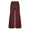 thumbnail image 4 of WIZUTIZ Womens Casual Pants Vintage Stylish Relaxed Fit Wide Leg Palazzo Pants Spandex Elastic High Rise Trousers Solid Flowy Smocked Ruffled Dress Pants for Lady Tiktok Trend Items Club Red, 4 of 5
