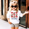 thumbnail image 3 of Girls Houston Football Sweatshirt Red Bows and Footballs Texas Game Day Pullover White Sweatshirt Youth X-Small, 3 of 5