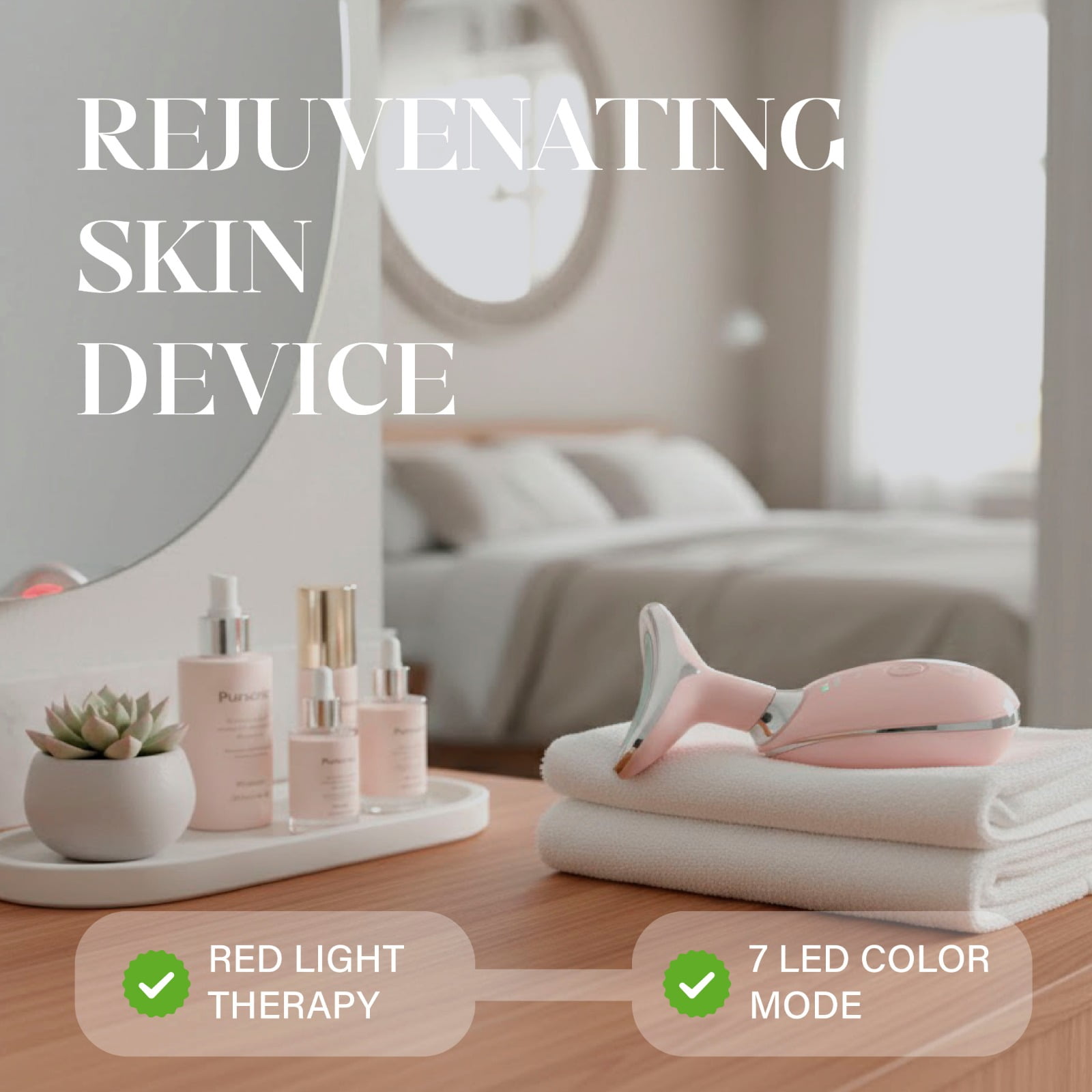 Pursonic 7-in-1 LED Light Therapy Beauty Device - Red Light Therapy Face  Neck Sculpting Wand