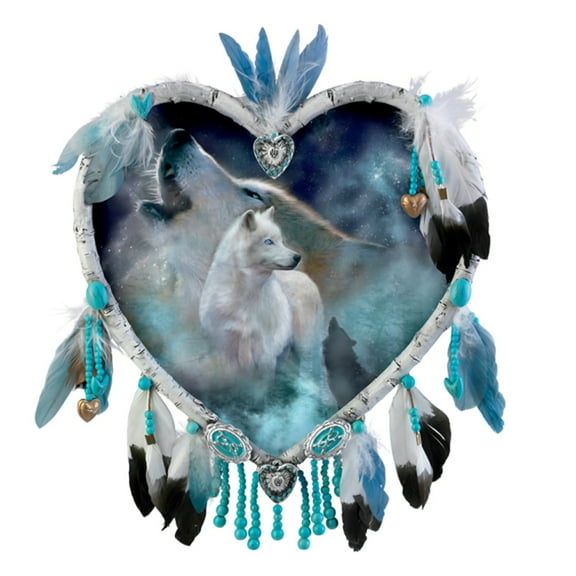 The Bradford Exchange Heartsong Lifelong Love and Partnership White Wolves Design True Hearts Dreamcatcher Collection Issue #4 by Carol Cavalaris 9.5-inches