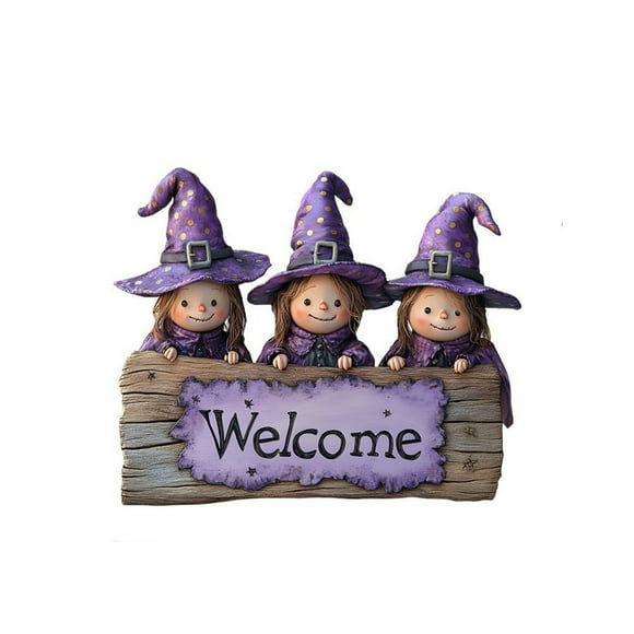 TIELUTT Décorations d'Halloween Sœurs Sorcières Suspension de Porte en Bois Enseigne Suspendue de Fête Décorations de Mariage Guirlande Choses Mignonnes pour Voiture Abat-Jour en Verre de Lampe de Table Perles Suspendues Corde Transparente pour Suspension