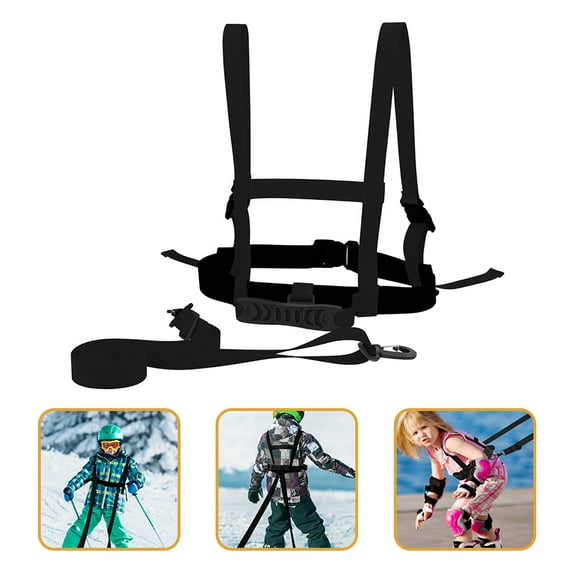 WEAVILUX Durable Black Ski Training Harness with Adjustable Shoulder Strap for Outdoor Skiing