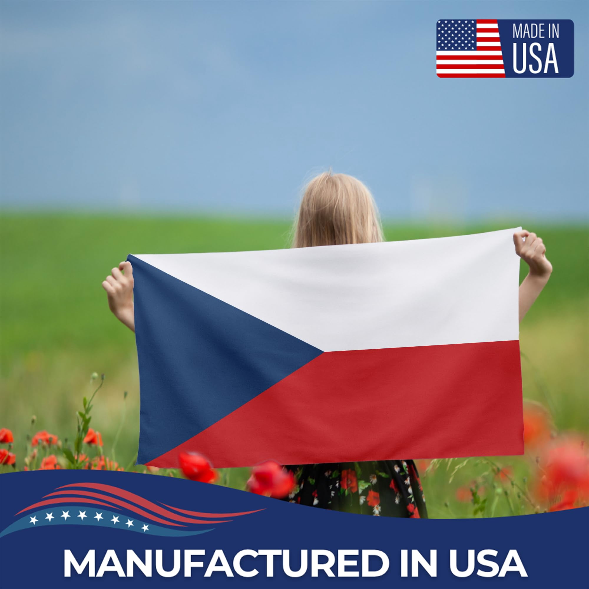Czech Republic (Czechia) Outdoor Flag (4x6ft) by DreamController - Durable, Fade-Resistant Polyester, Double-Stitched, Brass Grommets - HD Printed Eastern Europe Flag - Made in USA